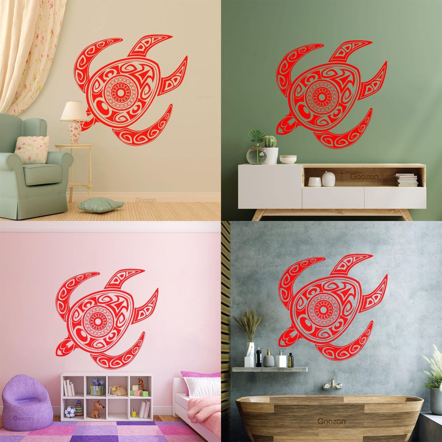 Fine Carving Stickers Turtle Tortoise Animal Tribal Ornament Self Adhesive