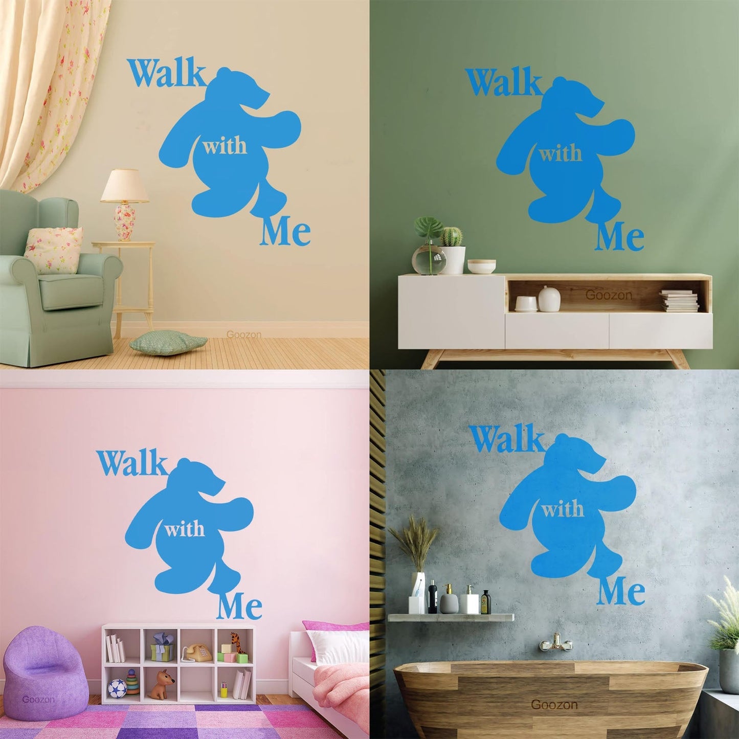 Wall Stickers Walk With Me Bear Animal Inscription Do Not Damage The Wall Surface