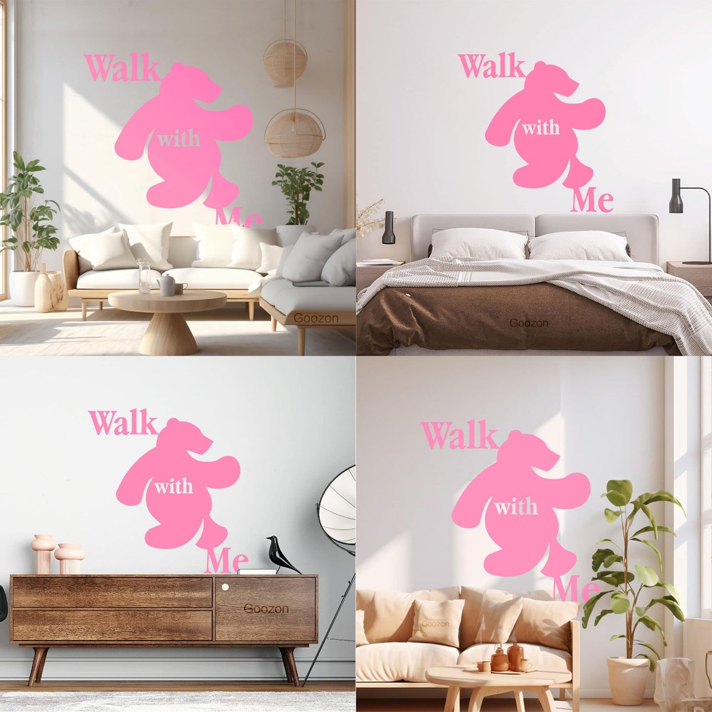 Wall Stickers Walk With Me Bear Animal Inscription Do Not Damage The Wall Surface