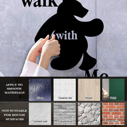 Wall Stickers Walk With Me Bear Animal Inscription Do Not Damage The Wall Surface