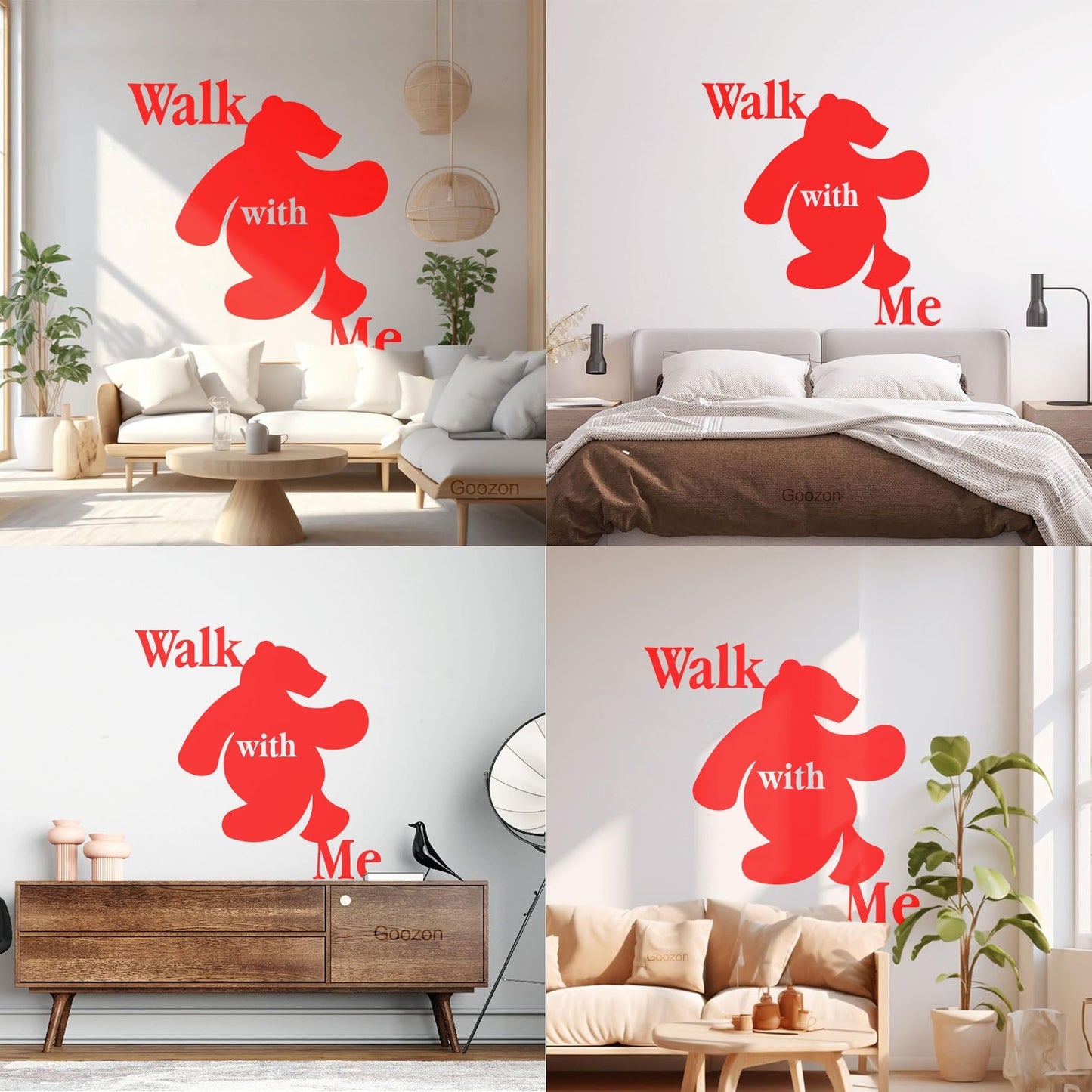 Wall Stickers Walk With Me Bear Animal Inscription Do Not Damage The Wall Surface