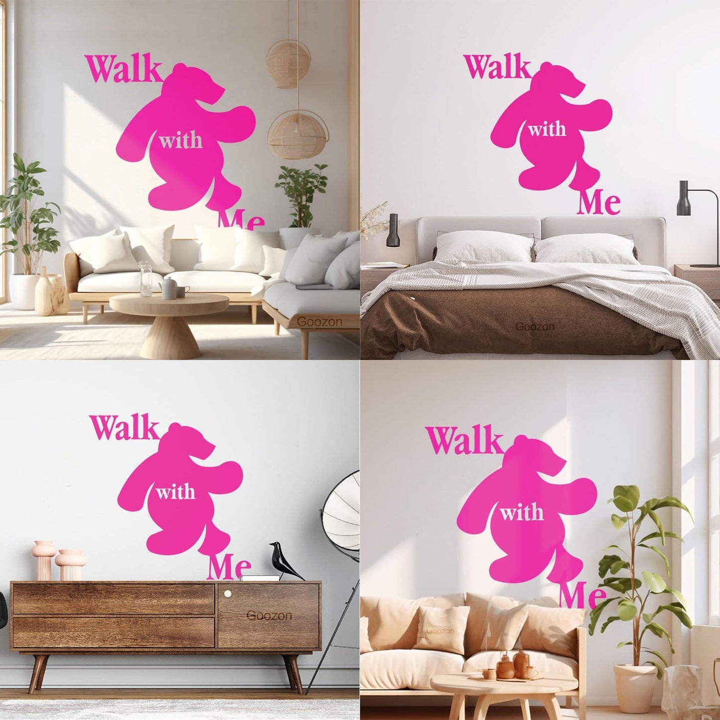 Wall Stickers Walk With Me Bear Animal Inscription Do Not Damage The Wall Surface
