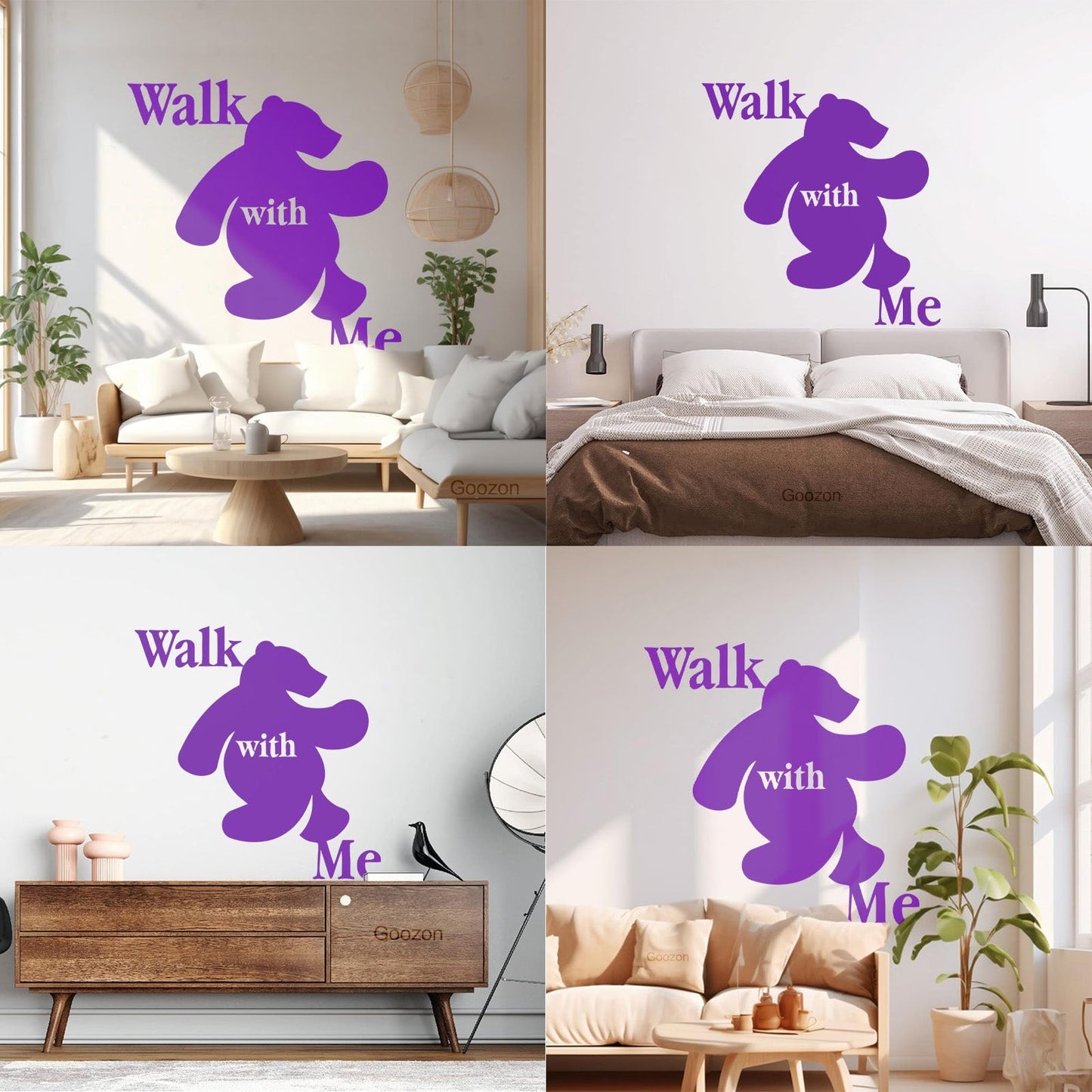 Wall Stickers Walk With Me Bear Animal Inscription Do Not Damage The Wall Surface