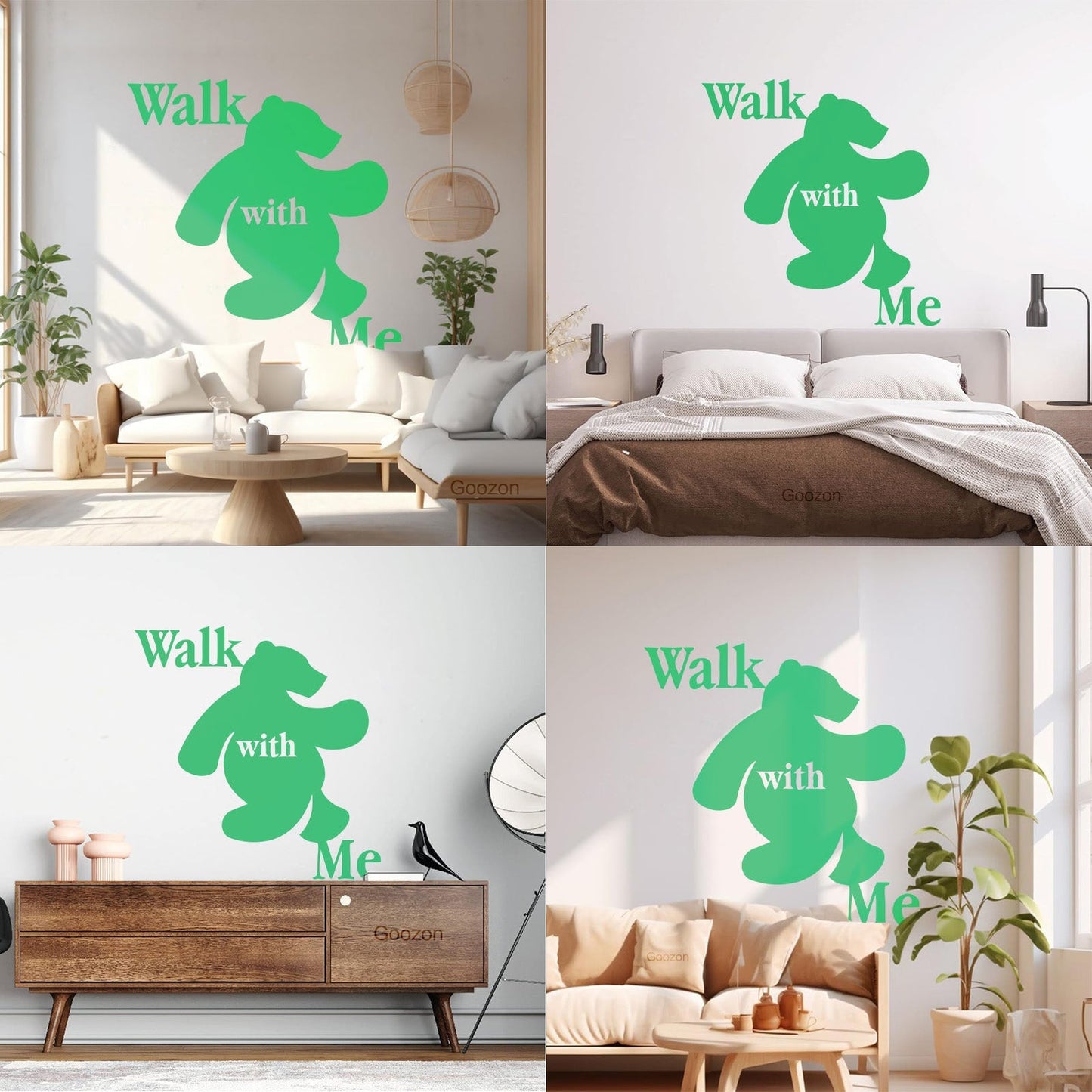 Wall Stickers Walk With Me Bear Animal Inscription Do Not Damage The Wall Surface