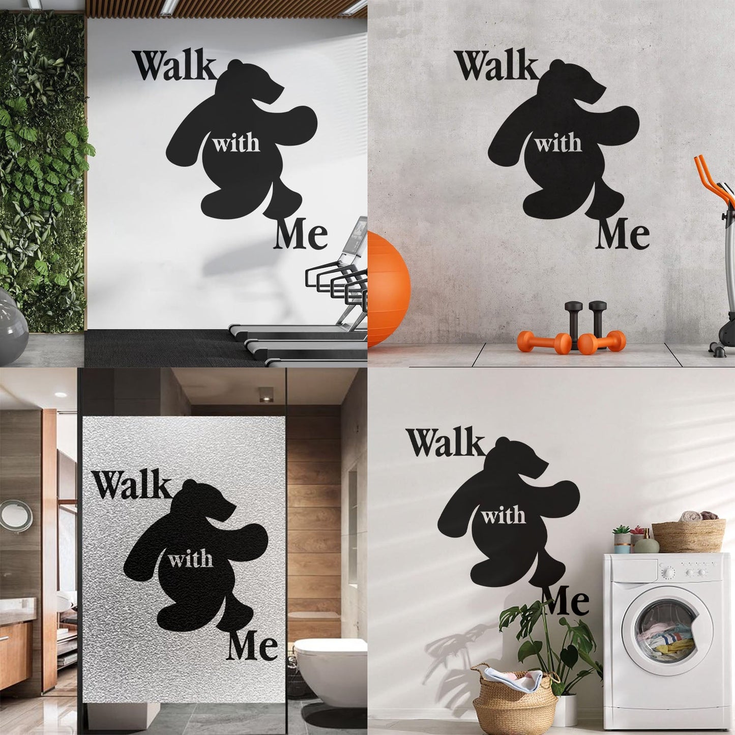 Wall Stickers Walk With Me Bear Animal Inscription Do Not Damage The Wall Surface
