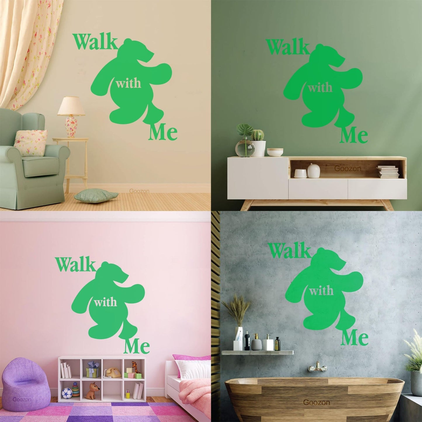 Wall Stickers Walk With Me Bear Animal Inscription Do Not Damage The Wall Surface