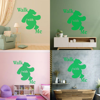 Wall Stickers Walk With Me Bear Animal Inscription Do Not Damage The Wall Surface