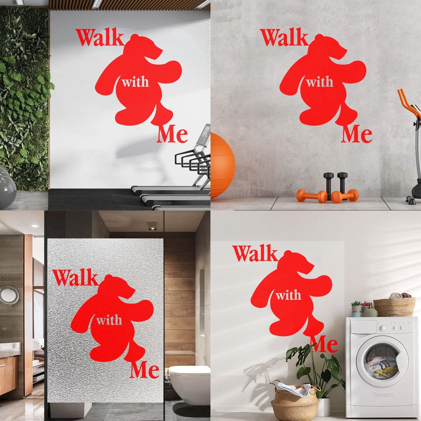 Wall Stickers Walk With Me Bear Animal Inscription Do Not Damage The Wall Surface