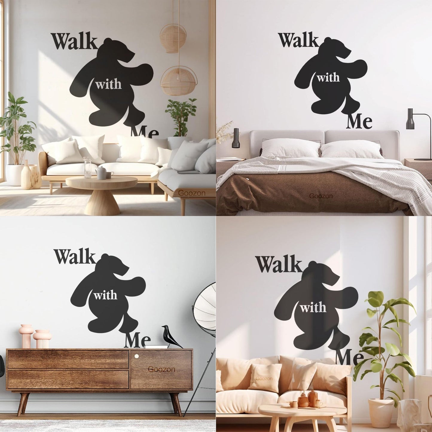 Wall Stickers Walk With Me Bear Animal Inscription Do Not Damage The Wall Surface