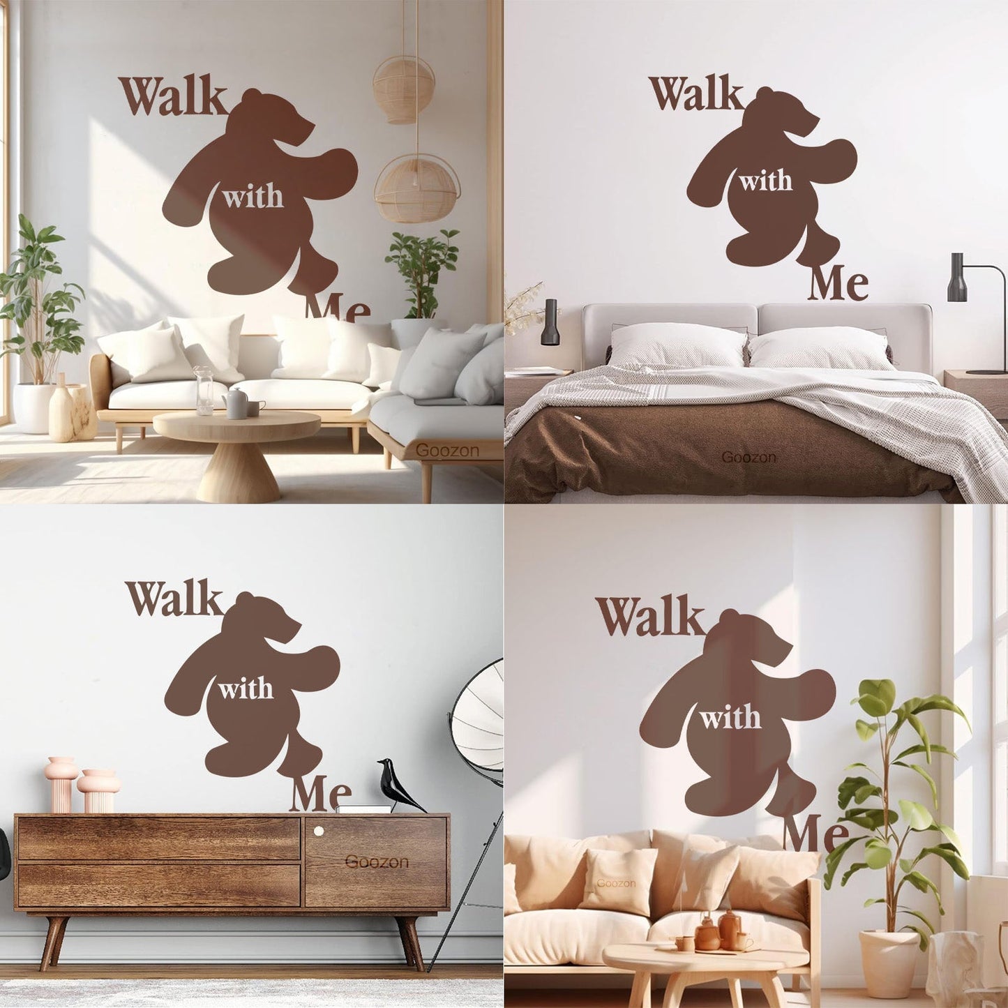 Wall Stickers Walk With Me Bear Animal Inscription Do Not Damage The Wall Surface