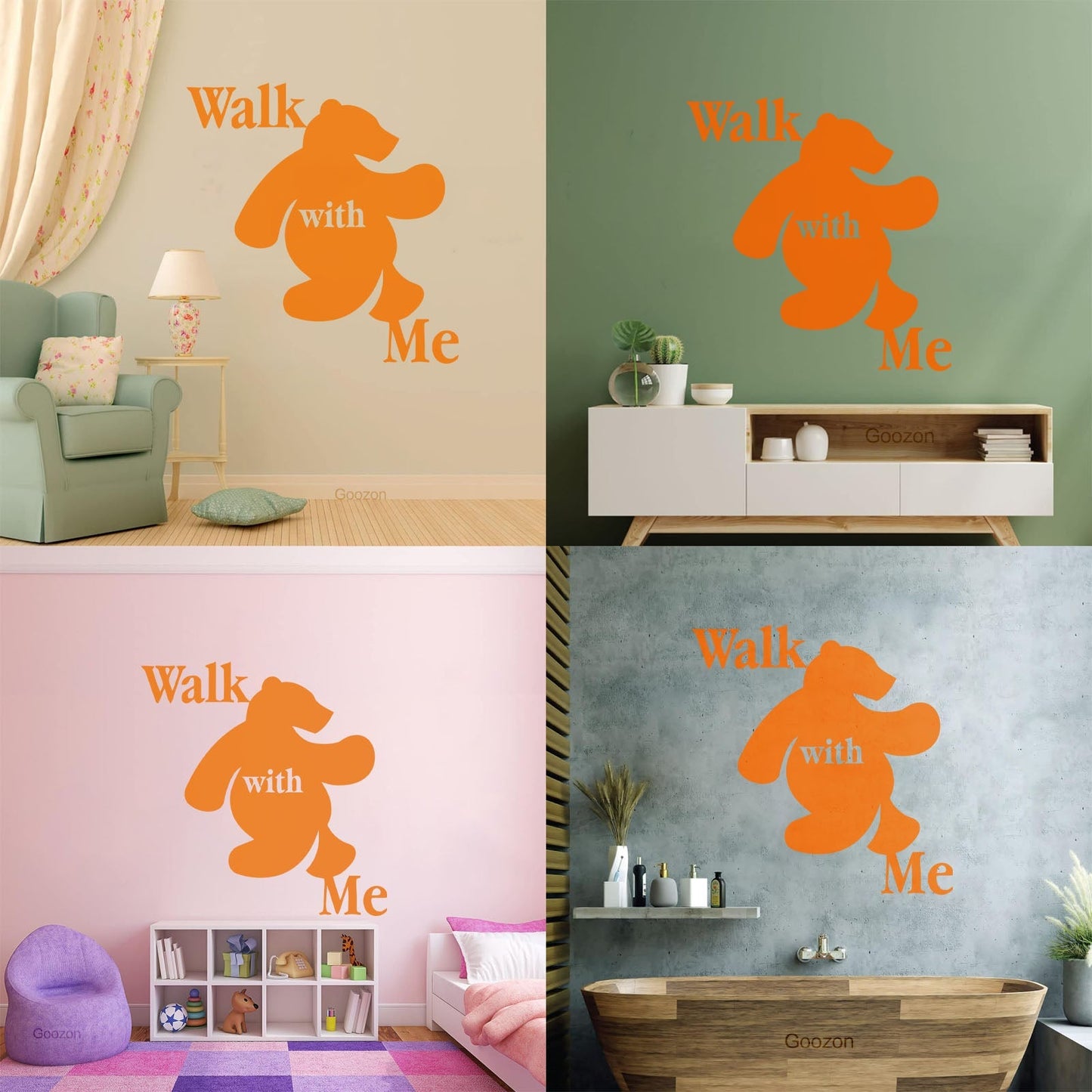 Wall Stickers Walk With Me Bear Animal Inscription Do Not Damage The Wall Surface