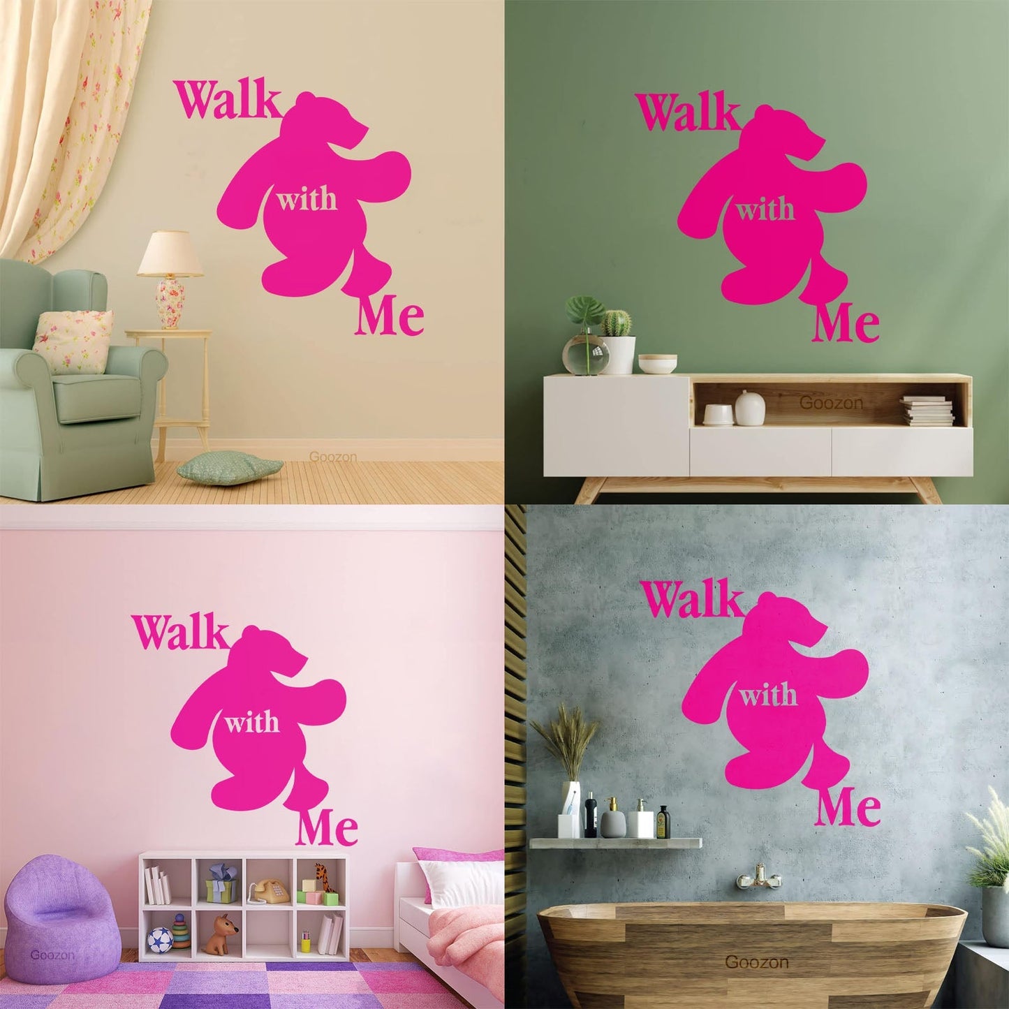 Wall Stickers Walk With Me Bear Animal Inscription Do Not Damage The Wall Surface