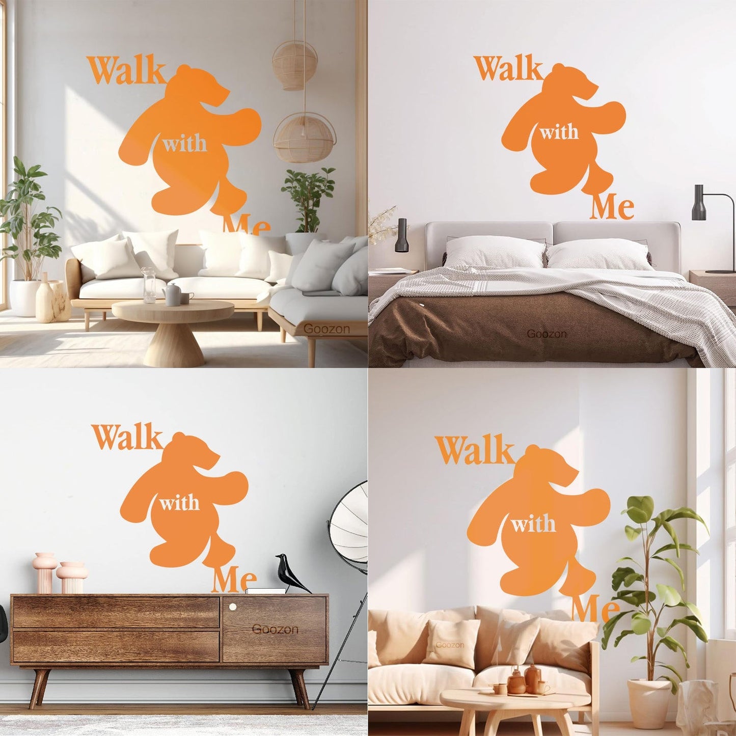 Wall Stickers Walk With Me Bear Animal Inscription Do Not Damage The Wall Surface