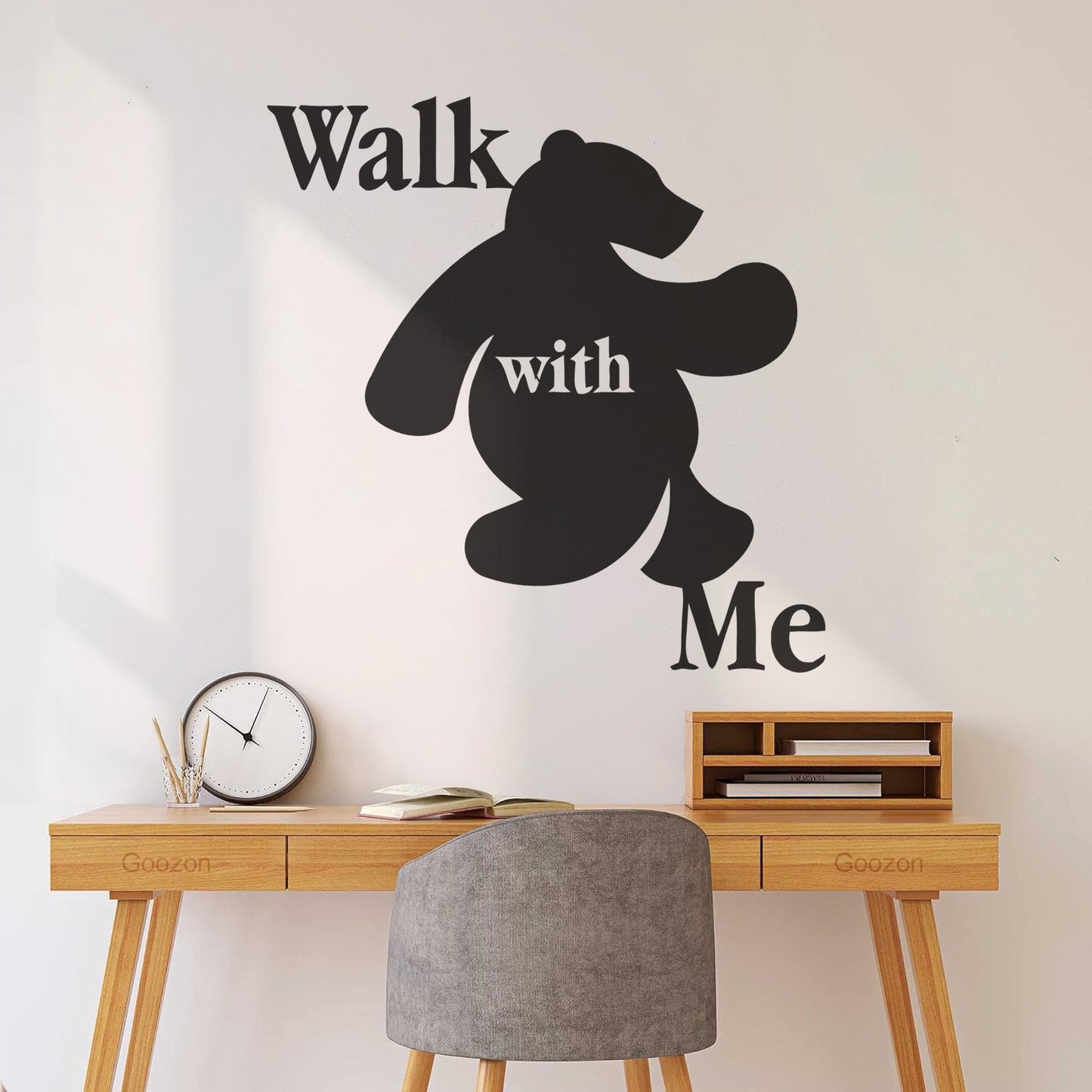 Wall Stickers Walk With Me Bear Animal Inscription Do Not Damage The Wall Surface