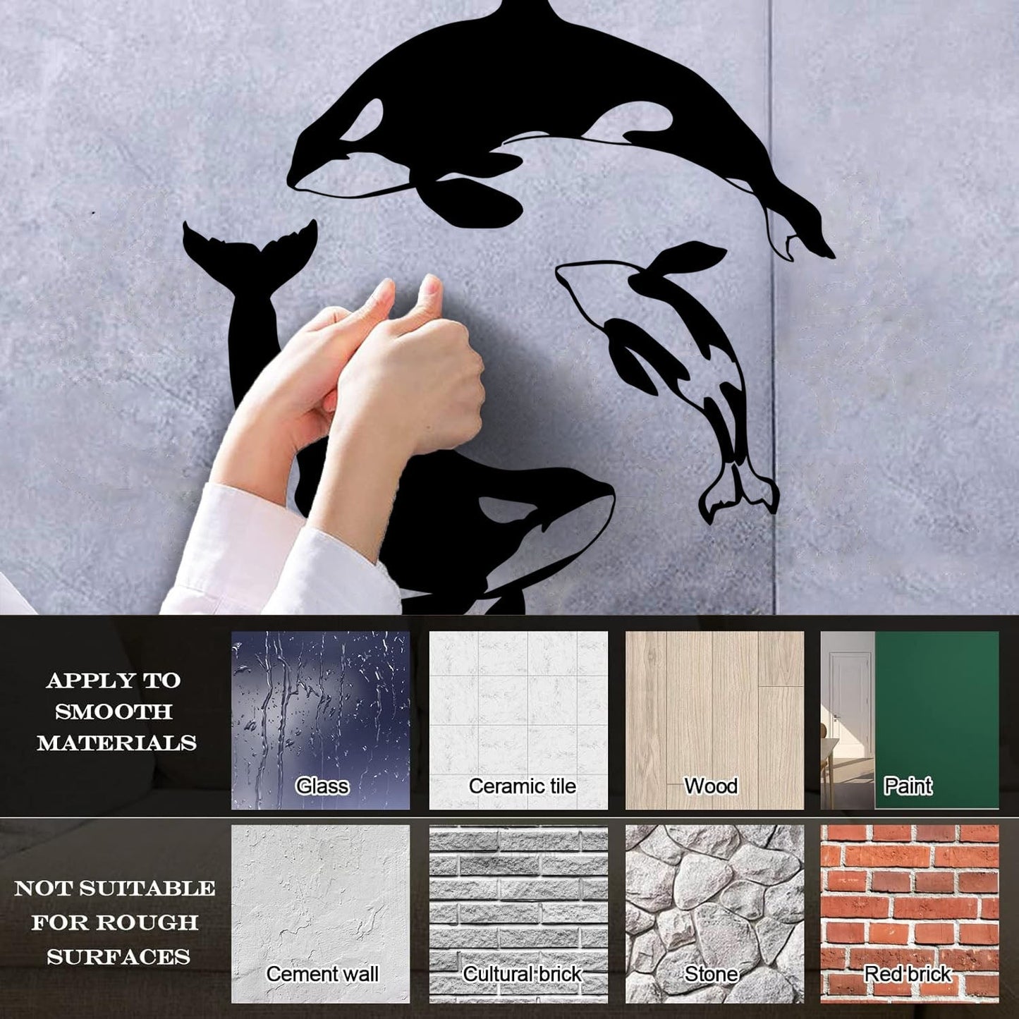 Fine Carving Decals Whale Marine Animal Multi Color Selection