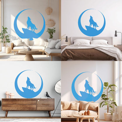 Wolf Full Moon Night Animal Lettering Decals Art Mural Painting