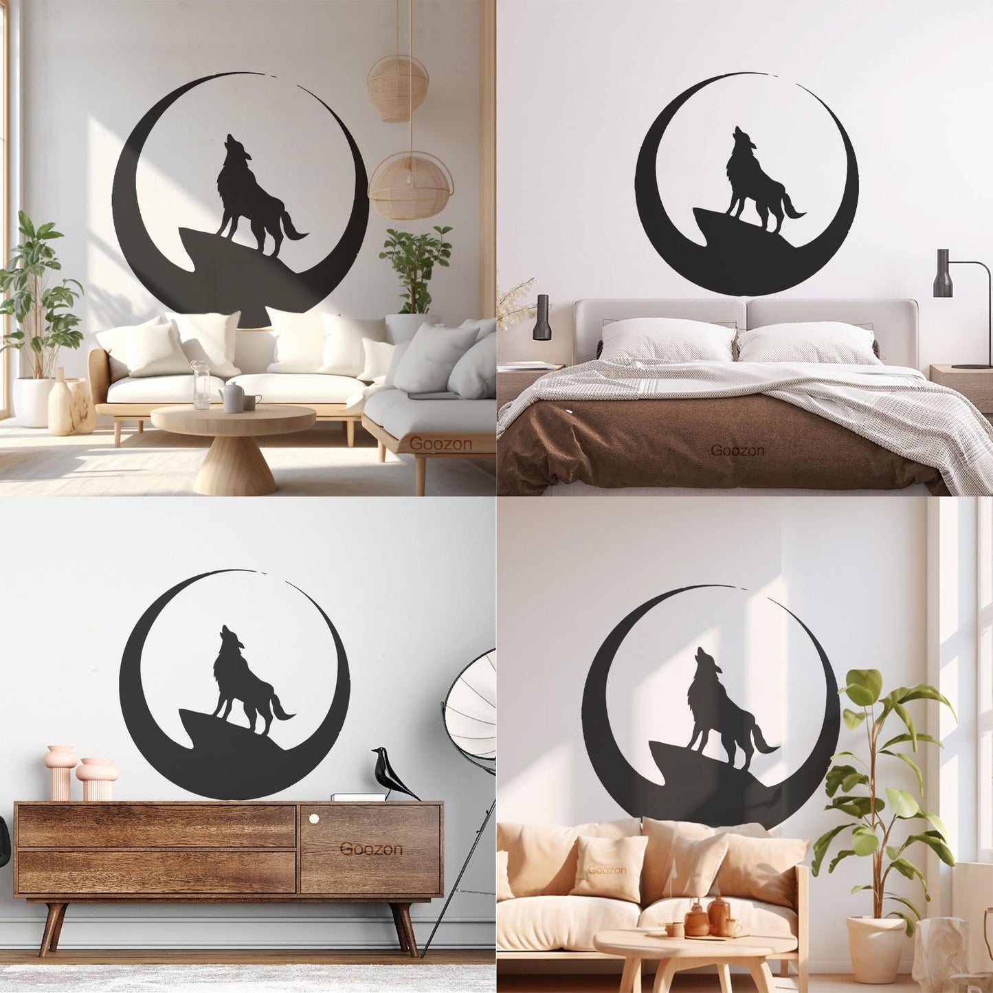Wolf Full Moon Night Animal Lettering Decals Art Mural Painting