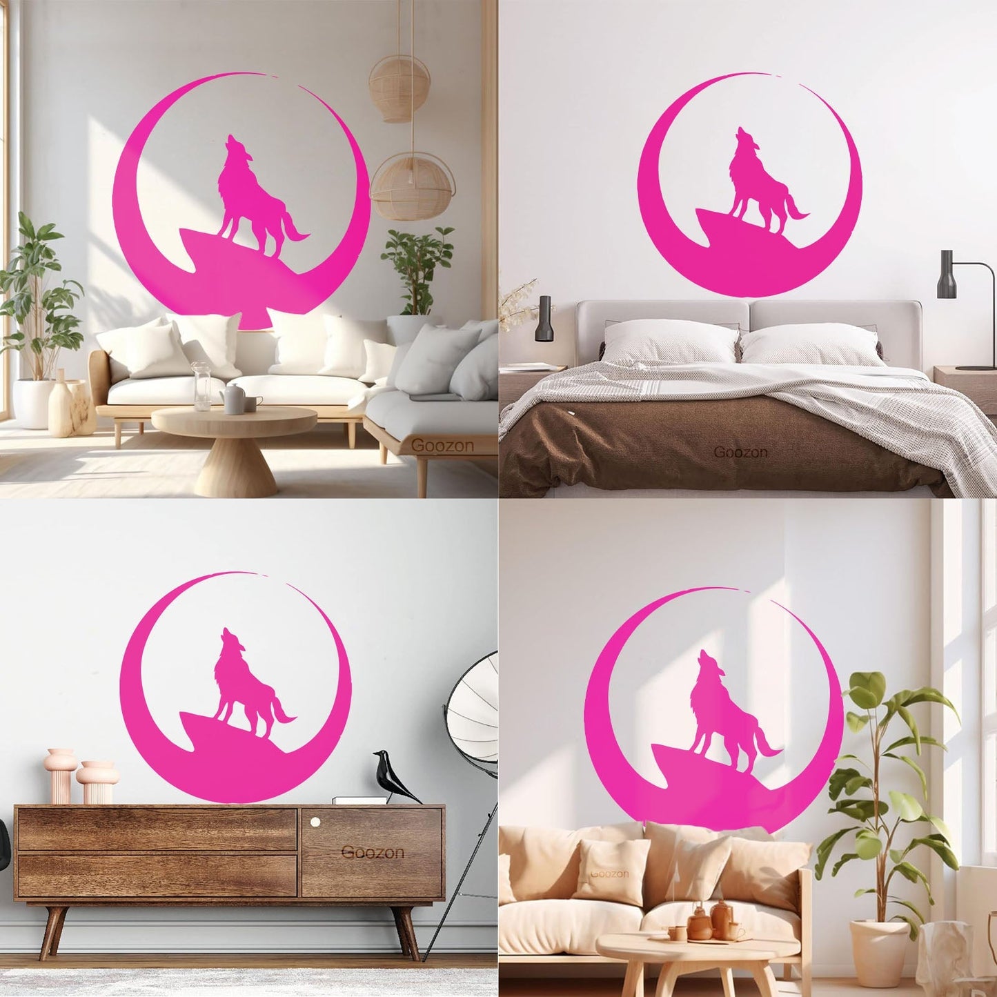 Wolf Full Moon Night Animal Lettering Decals Art Mural Painting
