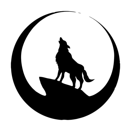 Wolf Full Moon Night Animal Lettering Decals Art Mural Painting