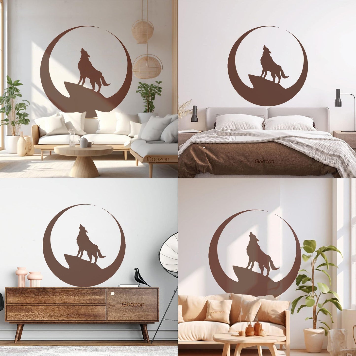 Wolf Full Moon Night Animal Lettering Decals Art Mural Painting