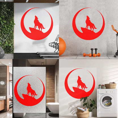 Wolf Full Moon Night Animal Lettering Decals Art Mural Painting