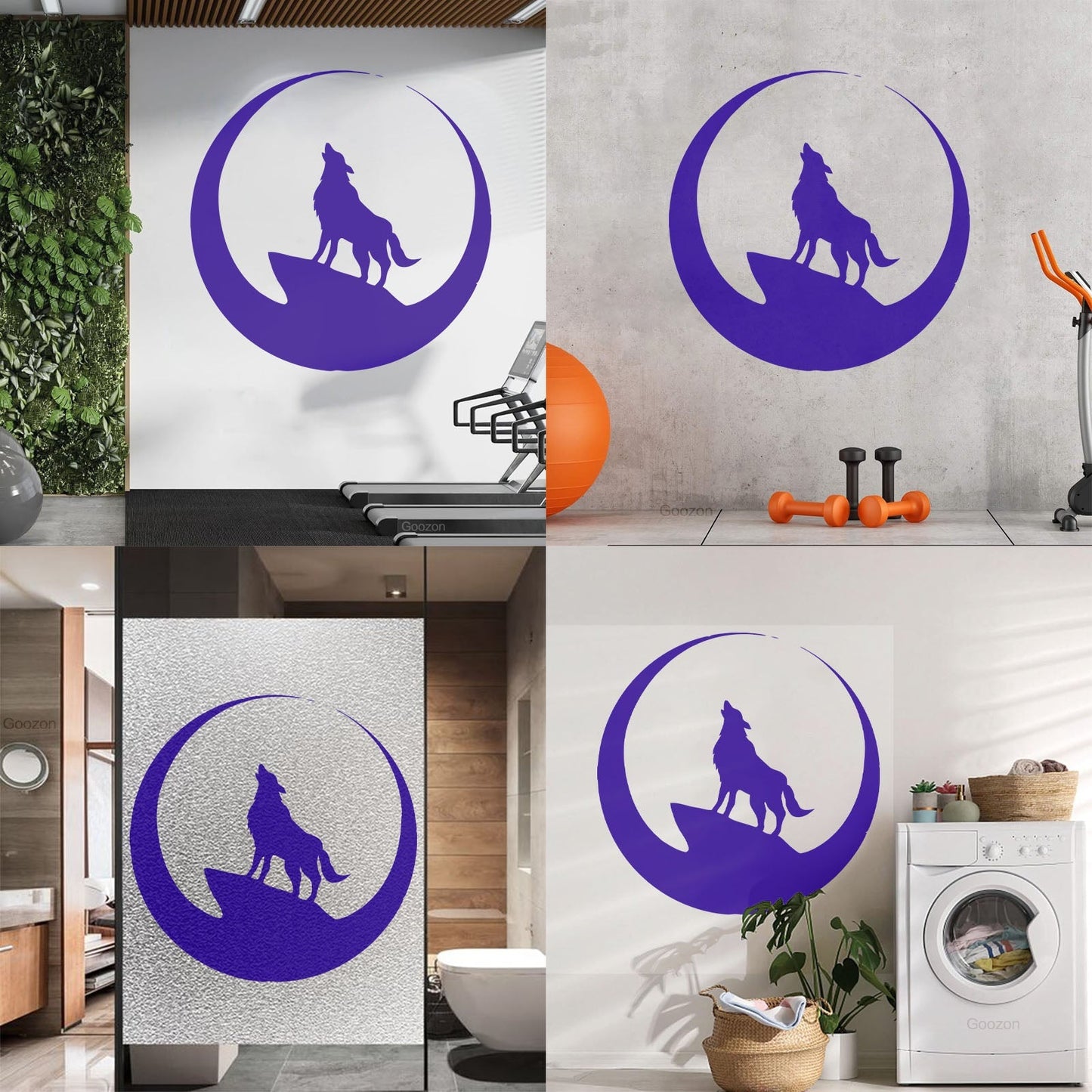 Wolf Full Moon Night Animal Lettering Decals Art Mural Painting