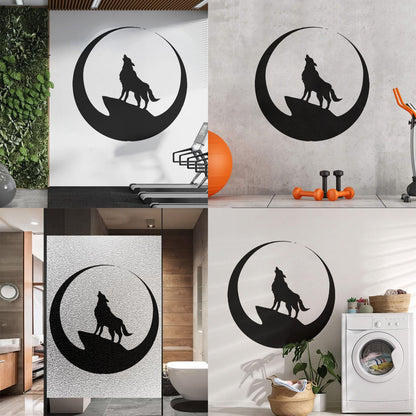 Wolf Full Moon Night Animal Lettering Decals Art Mural Painting