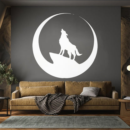 Wolf Full Moon Night Animal Lettering Decals Art Mural Painting