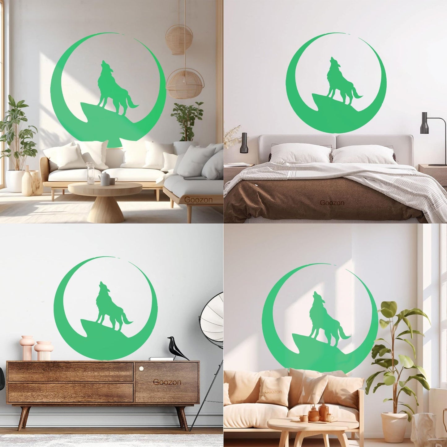 Wolf Full Moon Night Animal Lettering Decals Art Mural Painting