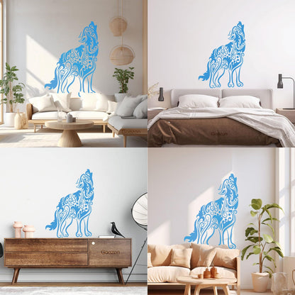Wall Decals Pvc Wolf Predator Animal Ornament Tribal Multiple Size Options