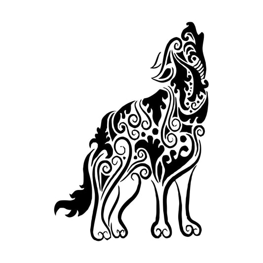 Wall Decals Pvc Wolf Predator Animal Ornament Tribal Multiple Size Options