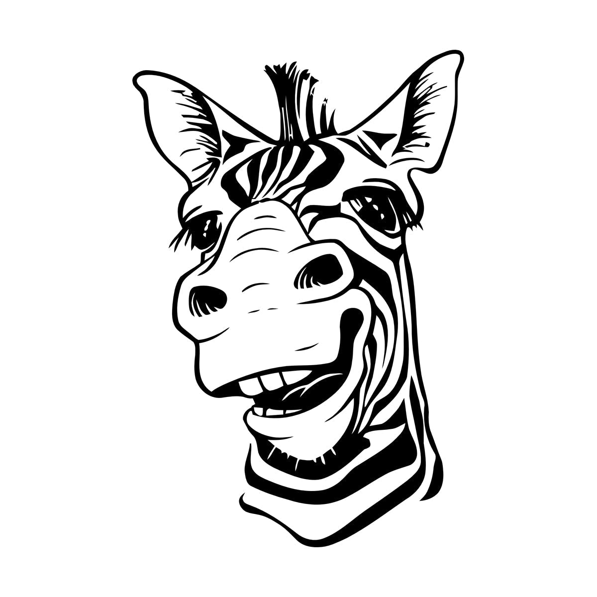 Wall Decals Paster Paper Zebra Head Animal Africa Cool Smile It Won'T Fall Off