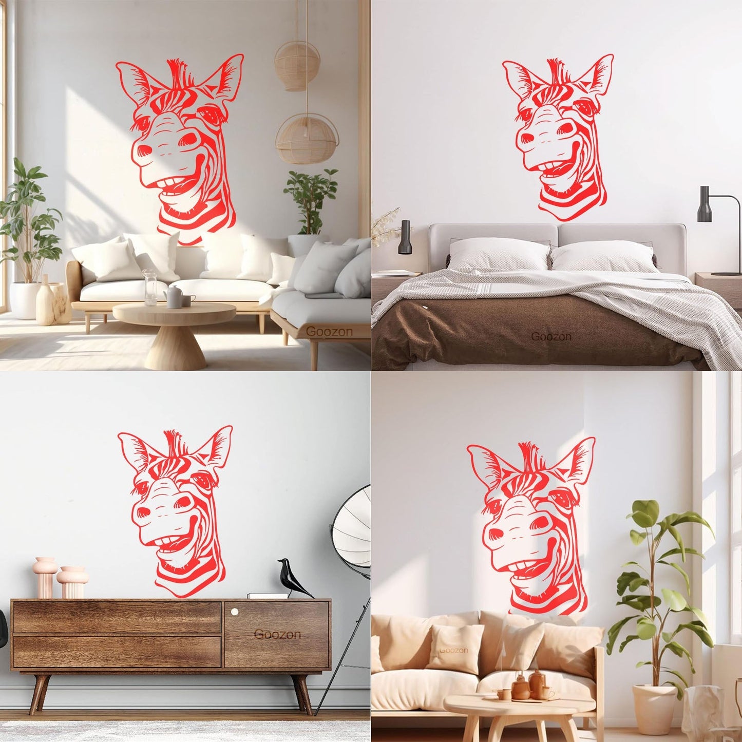 Wall Decals Paster Paper Zebra Head Animal Africa Cool Smile It Won'T Fall Off