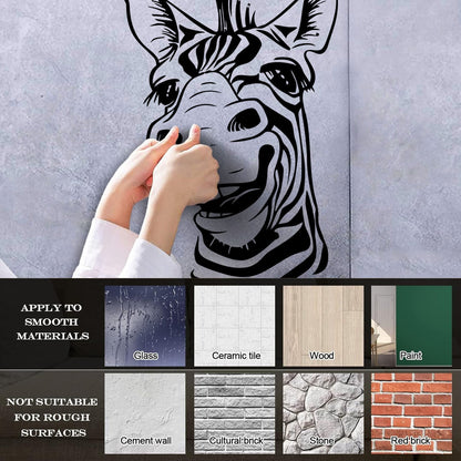 Wall Decals Paster Paper Zebra Head Animal Africa Cool Smile It Won'T Fall Off