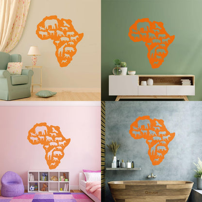 Lettering Decals Africa Animals Elephant Giraffe Nursery Baby Removable Without Leaving Glue