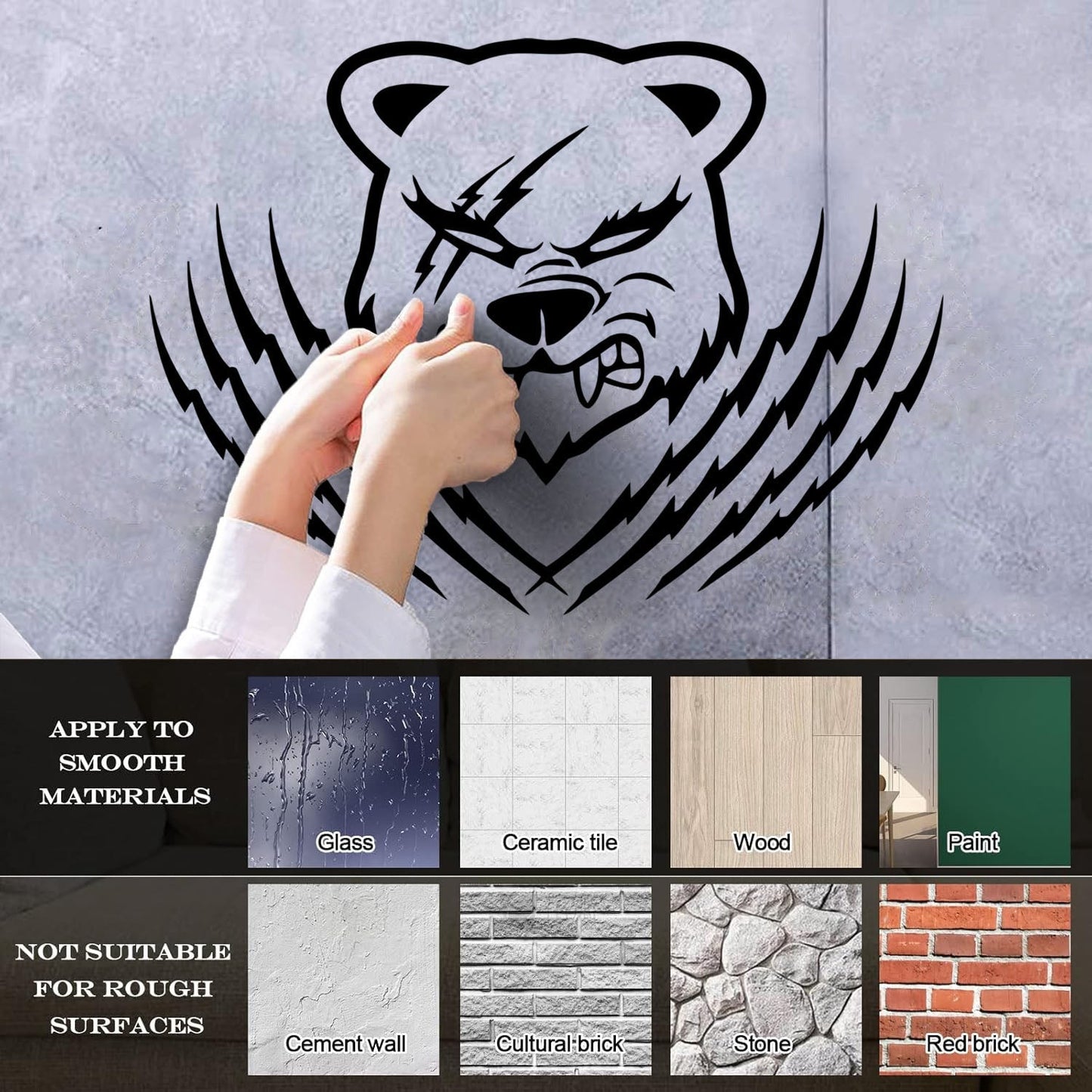 Bear Animal Grizzly Tribal Mural And Wall Vinyl Decal Waterproof