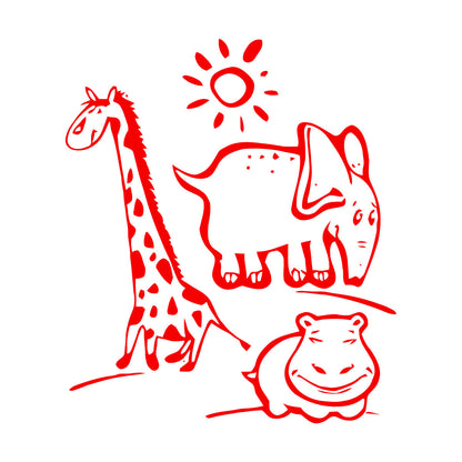 Wall Vinyl Sticker Decor Animal Hippopotamus Giraffe Kids Children Personalized Customization
