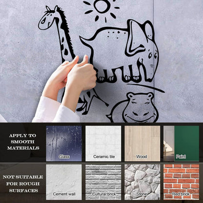 Wall Vinyl Sticker Decor Animal Hippopotamus Giraffe Kids Children Personalized Customization