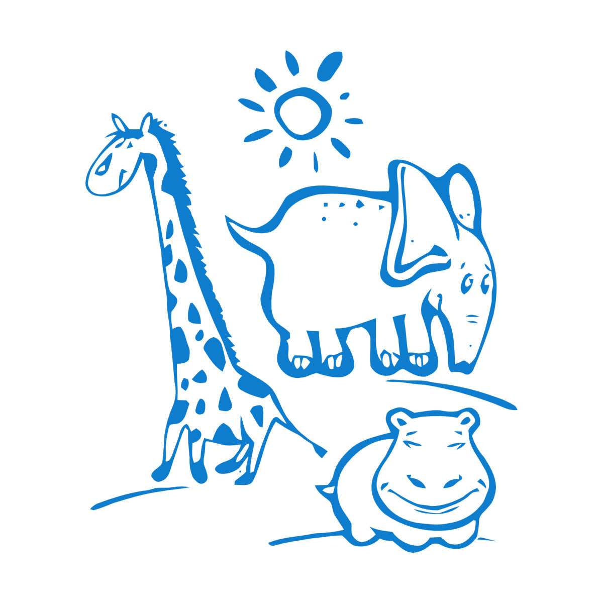 Wall Vinyl Sticker Decor Animal Hippopotamus Giraffe Kids Children Personalized Customization