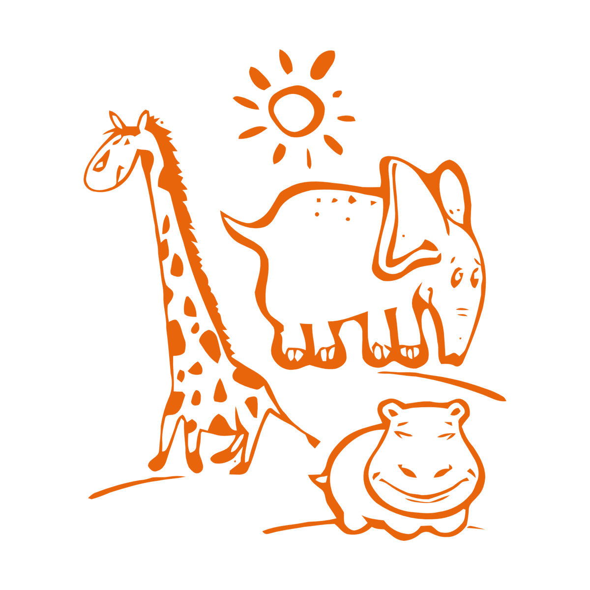 Wall Vinyl Sticker Decor Animal Hippopotamus Giraffe Kids Children Personalized Customization