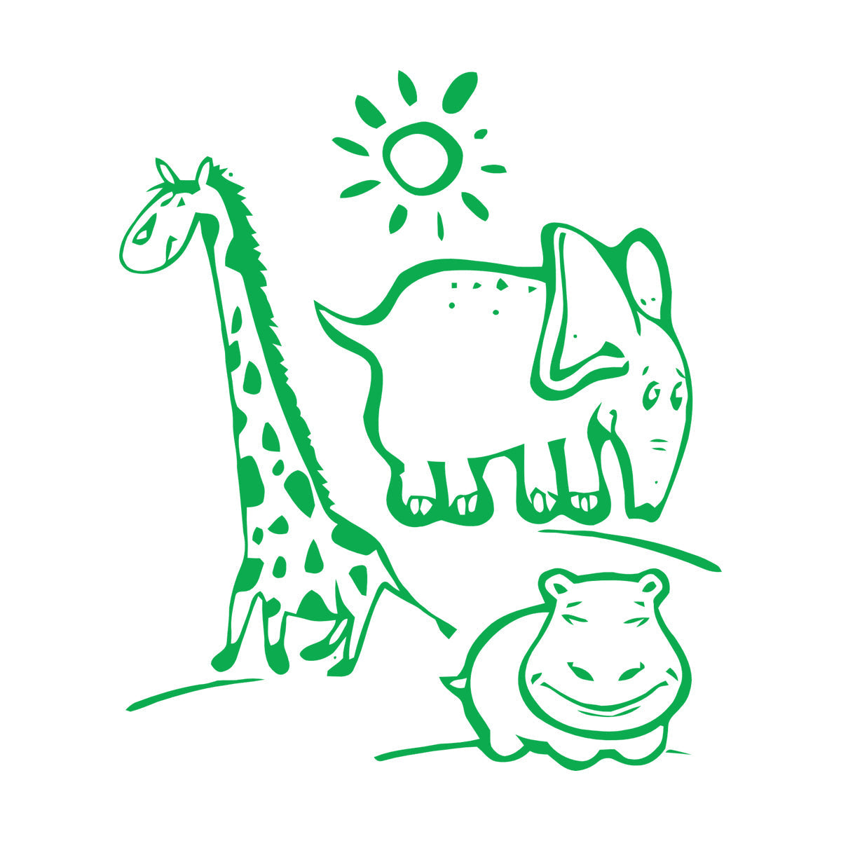 Wall Vinyl Sticker Decor Animal Hippopotamus Giraffe Kids Children Personalized Customization