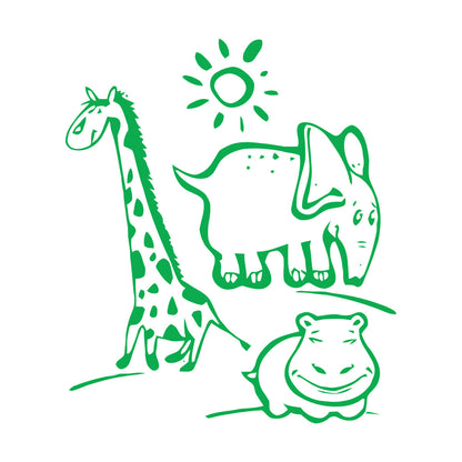 Wall Vinyl Sticker Decor Animal Hippopotamus Giraffe Kids Children Personalized Customization