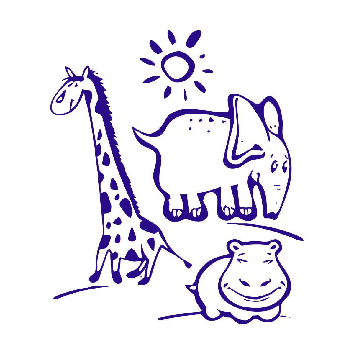 Wall Vinyl Sticker Decor Animal Hippopotamus Giraffe Kids Children Personalized Customization