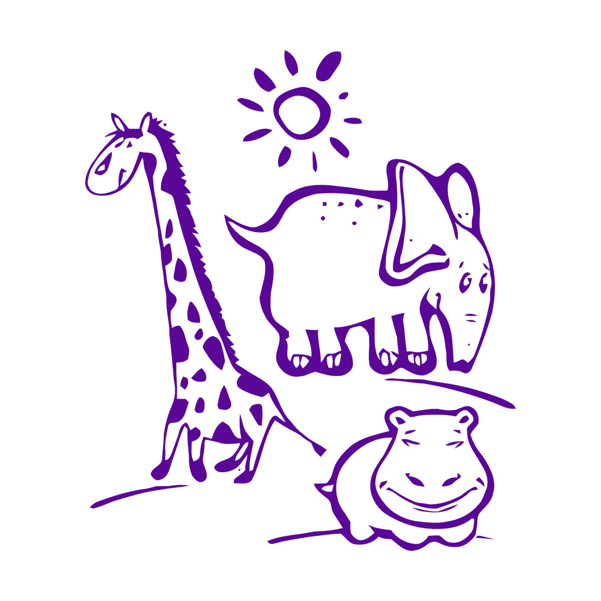 Wall Vinyl Sticker Decor Animal Hippopotamus Giraffe Kids Children Personalized Customization