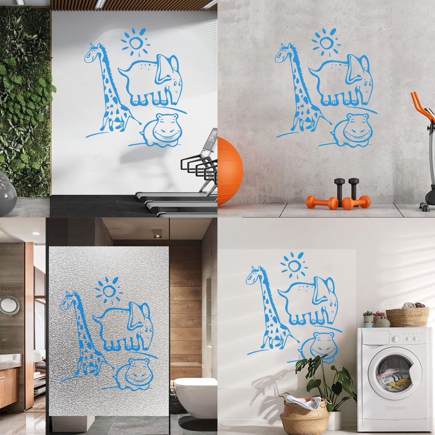 Wall Vinyl Sticker Decor Animal Hippopotamus Giraffe Kids Children Personalized Customization