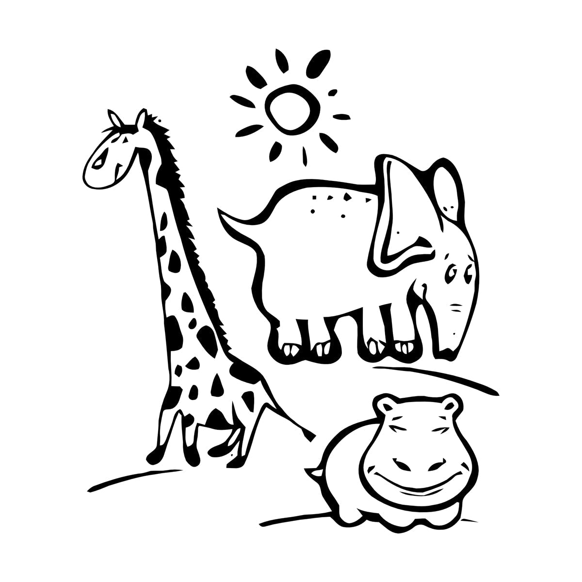 Wall Vinyl Sticker Decor Animal Hippopotamus Giraffe Kids Children Personalized Customization