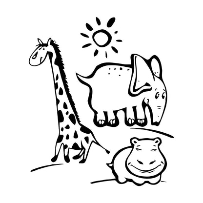 Wall Vinyl Sticker Decor Animal Hippopotamus Giraffe Kids Children Personalized Customization