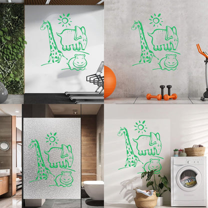 Wall Vinyl Sticker Decor Animal Hippopotamus Giraffe Kids Children Personalized Customization