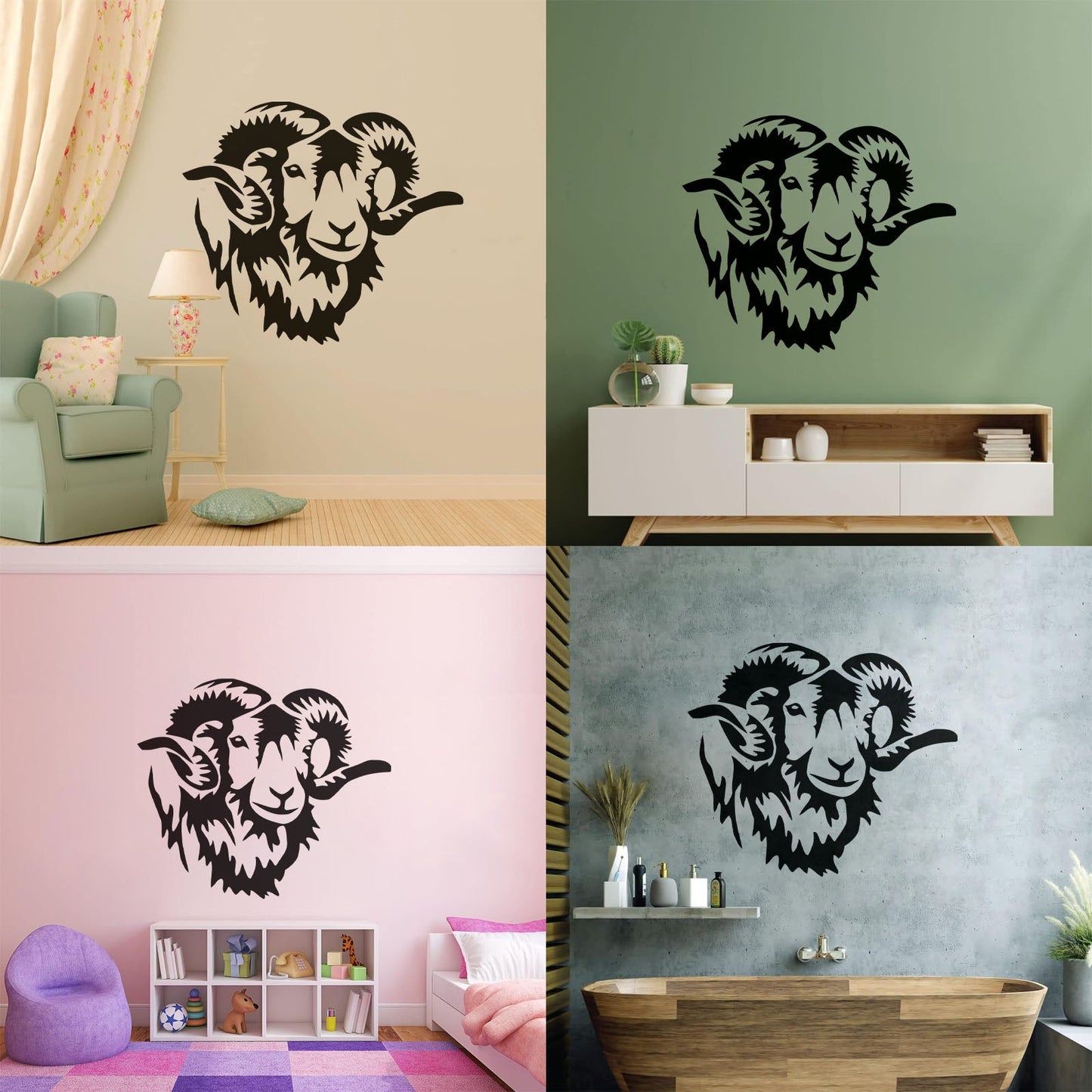 Fine Carving Stickers Animal Horn Sheep Farm Can Modify And Add Information