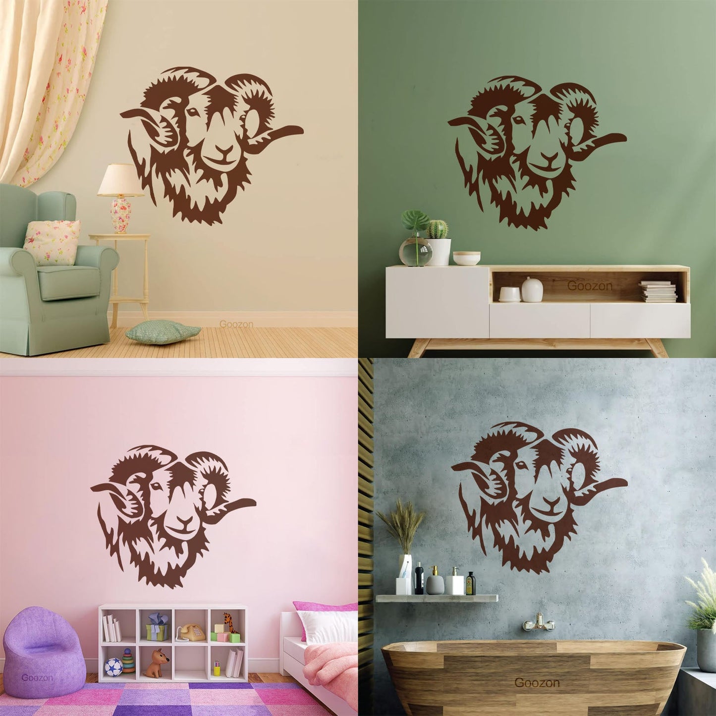 Fine Carving Stickers Animal Horn Sheep Farm Can Modify And Add Information